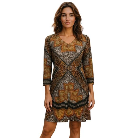 Chico's Leopard Paisley Shift Dress - Picture 1 of 8